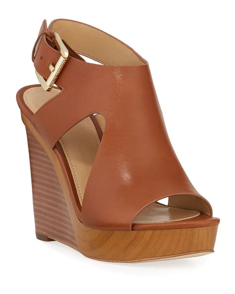 michael kors josephine leather wedge sandal|Michael Kors suede wedge sandals.